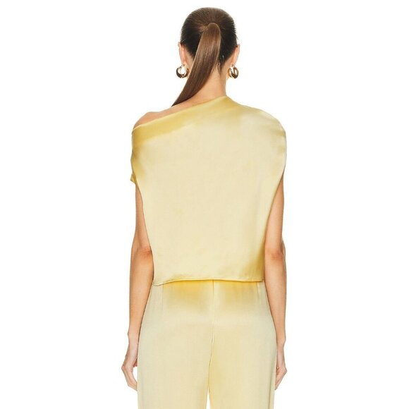 The Sei Draped Top in Butter 4 New Womens Silk Yellow Satin Blouse - Picture 2 of 12